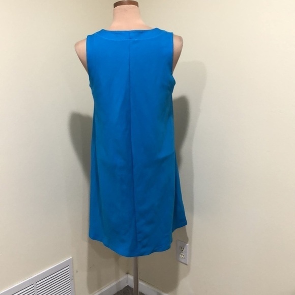 COS Shift Dress Size Medium Cyan Blue Stretch Cotton Blend - Picture 4 of 9